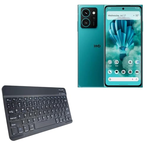 BoxWave Keyboard Compatible with HMD Skyline 256GB - SlimKeys Bluetooth Keyboard, Portable Thin with Chiclet-Style Keys - Jet Black