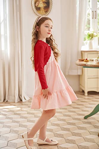 Image of Arshiner Girls Open Front Bolero Shrug Kids Long Sleeve Cropped Elegant Cardigan Knit Sweater