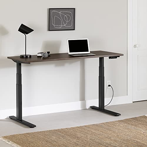 South Shore Ezra Adjustable Height Standing Desk, Natural Walnut And Matte Black #TOP1