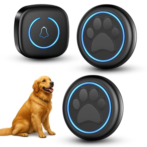 Dog Door Bell for Potty Training, Smart Wireless Doggie Doorbell to Go Outside, 1000 Feet Long Range with IP65 Waterproof Super-Light Touch Button, 60 Melodies & Adjustable Volume (2 Button)