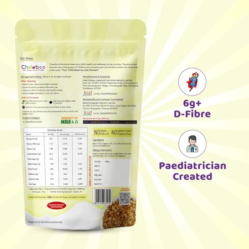 Image of Chewboo Bajra Millet Shells for Kids | High Fibre Breakfast Cereal & Snack | Made with 72% Bajra & Jaggery | No Refined Sugar | 400g