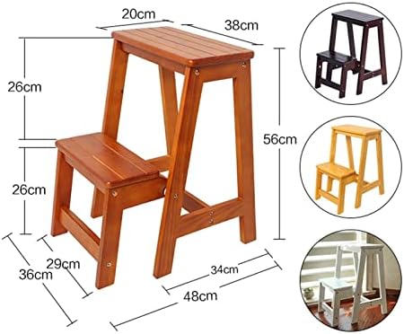 Foldable Solid Wood Stool & Stepladder - Space-Saving Sturdy Chair for Home, Kitchen & Library - 150kg Capacity Multifunctional Step Ladder