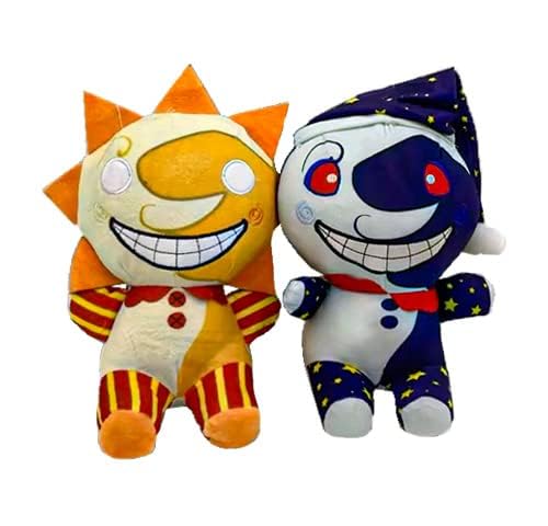 Sundrop Fnaf Plushies 9.8in,Kawaii Sundrop Moondrop Fnaf Security Breach Plush,Clown Figure Cartoon Plush Toys,At Freddy'S Plush Collection Gifts For Fans. (Shortness 2pcs)
