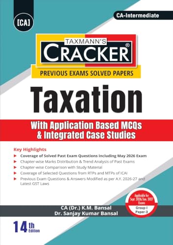 Image of Taxmann's CRACKER COMBO for CA Inter | May /Sept. 2026 Exams - Group I | Papers 1 to 3 | CRACKER Series | Advanced Accounts, Law, and Tax | February 2026 Edition | Set of 3 Books