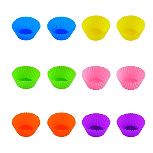 12 pirottini in silicone antiaderente, per cupcake, adatti al microonde,