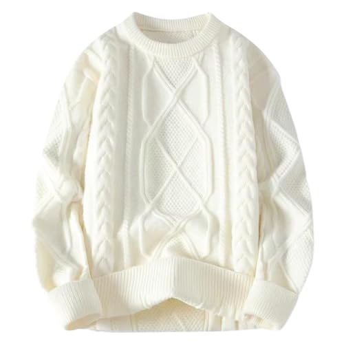 Men Thick Wool Blend Pullover Sweater - Casual O-Neck Knitted Autumn Winter Warm Full Sleeve