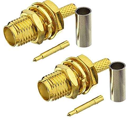 NISTECH RP SMA Female Bulkhead Connector (Pack of 2) RP SMA Jack Crimp with Male RF Pin for RG316 RG174 Coax Cable - 2pc-image-35