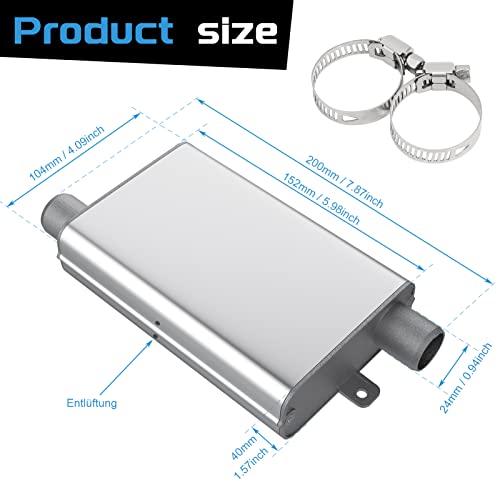 QKFON 24 mm uitlaatslang geluiddemper, staande verwarming, uitlaatgasslang staande verwarming, geluiddemper, uitlaat… - Afbeelding 3