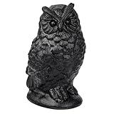 mookaitedecor Schwarze Obsidian Kristall Gehörnte Eule Figur Edelstein, Hand geschnitzt Tierfigur Stein Statue Skulptur Kristalle und Heilsteine für Büro Heimdekoration