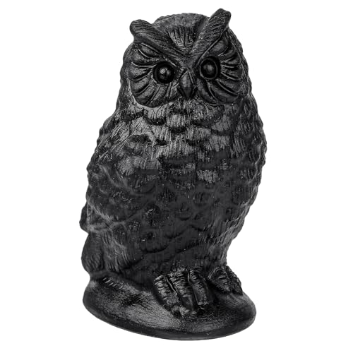mookaitedecor Schwarze Obsidian Kristall Gehörnte Eule Figur Edelstein, Hand geschnitzt Tierfigur Stein Statue Skulptur Kristalle und Heilsteine für Büro Heimdekoration