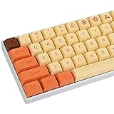 136 キー PBT 昇華印刷 キーキャップ XDA プロファイル イエロー カスタムキーキャップ ミニマルデザイン USレイアウト 60% 65% 100% Cherry Gateron MXスイッチ メカニカルキーボード対応 (Lightning)
