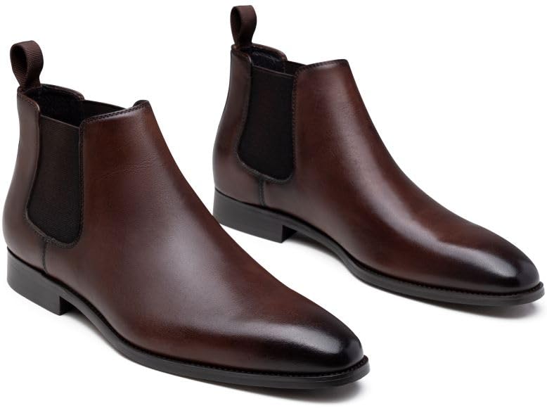 Image of Jousen Mens Chelsea Boots Leather Slip On Dress Boots