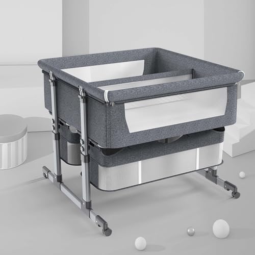 Cuna 4 En 1, Moisés Regulable En 6 Alturas, Estructura Ligera De Aluminio, Simple(Grey)