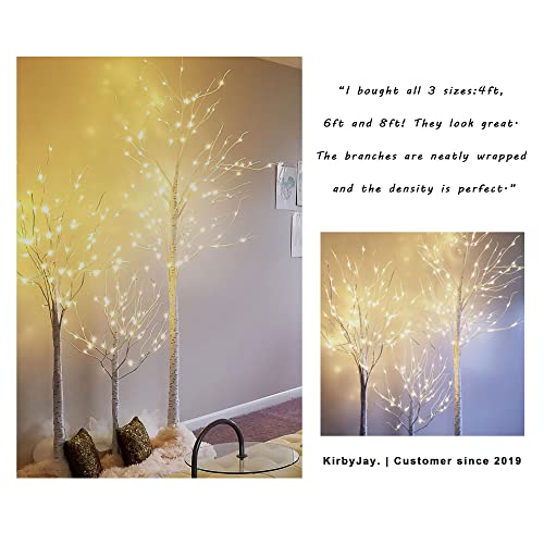 Set Of 3 Lighted Birch Tree 4Ft 6Ft And 8Ft Led Artificial Tree For Decoration Inside And Outside , Home Patio Wedding Festival Christmas Decor , Warm White #TOP3