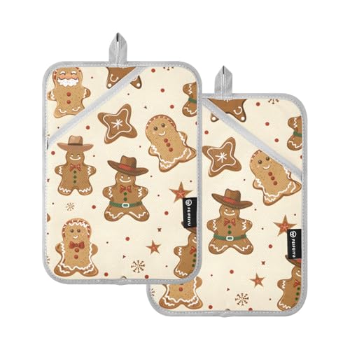 Presine resistenti al calore, 2 pezzi, sottopentola per cottura e cottura al forno, motivo: omino di pan di zenzero