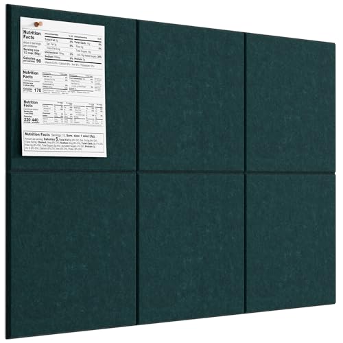 Image of MaxGear Felt Bulletin Board 36 inch x 24 inch, Dark Green Felt Wall Tiles Push Pins
