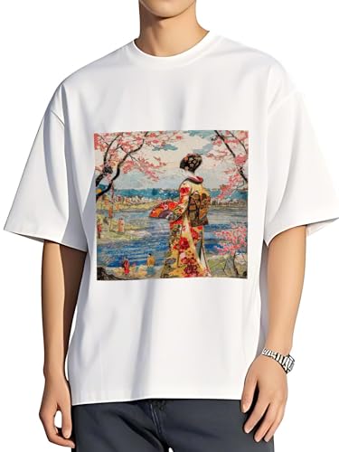 令和の浮世絵 和風 絵画 江戸 掛け軸 舞子 着物 女性 (14) Tシャツ おもしろい Tシャツ メンズ レディース 夏服 綿 プリント スポーツ トップス 半袖 無地 ゆったり 男女兼用 大きいサイズ 肌着