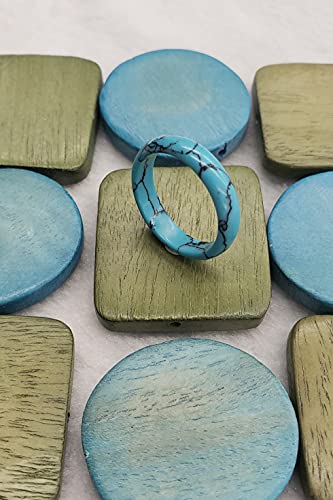LTC Designs Genuine Turquoise-Colored Howlite Gemstone Banded Ring (Ring Sizes: 5.5, 6, 7, 8, 8.5)2