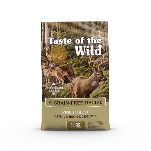 Taste of the Wild Pine Forest Grain-Free Recipe with Roasted Venison Dry Dog Food for All Life Stages, Made with High Protein from Real Venison, Superfoods and Guaranteed Nutrients Like Probiotics 5lb