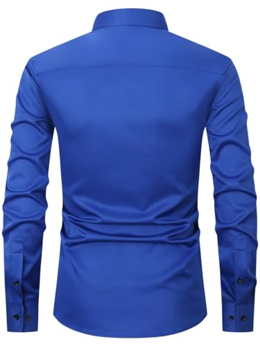 corfty Men Long Sleeve Dress Shirt - Regular Fit Stretch Free-Wrinkle Button Down Shirt2