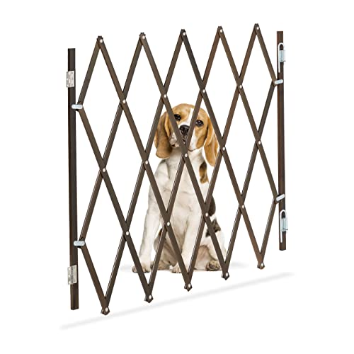 Relaxdays Cancelletto di Sicurezza per Cani, Recinzione Allungabile Fino a 118 cm, Alto 69-82,5 cm, in bambù, Marrone