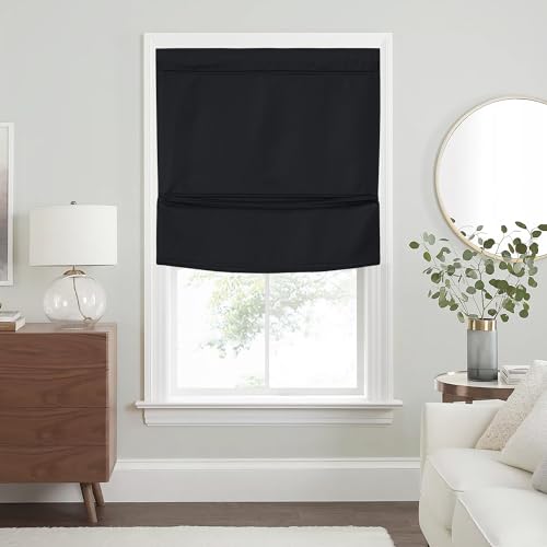 NICETOWN Horizontal Window Shade Blind Roman Roller Up Door Blinds Day and Night Thermal Insulated Curtain for Window Covering, French Front Door Shad