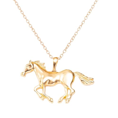QLUYCKW Horse Necklace for Women Unique Gold Silver Running Horse