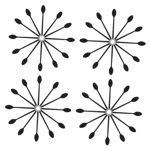 SOLUSTRE 100pcs Plastic Mixing Spoon: Long Handle Coffee Stirring Sticks Latte Machiatto Stirring Longdrink Spoons For Tall Iced Tea Sundae Cocktail Black