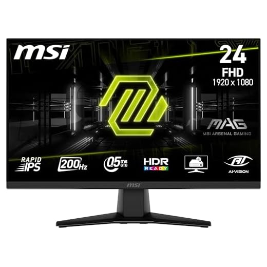 MSI MAG 242F Gaming Monitor 24 inch FHD - Rapid IPS-paneel 1920 x 1080, 200 Hz/0,5 ms, HDR Ready, AMD FreeSync Premium, HDMI 2.0b, DP 1.2a, randloos design, kantelbaar, VESA-compatibel, zwart