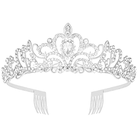 Xinzistar Wedding Tiara Princess Queen Tiara Headband Crystal Tiara Crown with Comb for Girl Women Bridal Wedding Prom Pageant Pageants Princess Birthday Party (Silver) Cover