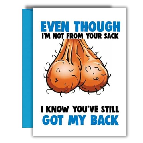 Funny Fathers Day Card For Stepdad Dad From Son Daughter Rude Humour Card Cheeky Sack Joke Design F142 (Sack)