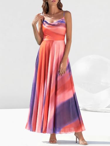 Image of BTFBM Women Summer Maxi Dresses Elegant Wedding Guest Dress | Cowl Neck,Spaghetti Strap,Mesh,Floral,A-Line,Flowy,Party,Cocktail,Homecoming,Graduation,Sundress,Prom,Beach Long Dresses