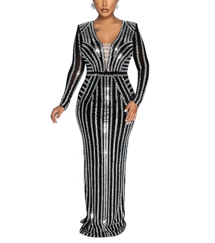 Image of Nagfar Women Rhinestone Sequin Birthday Party Sexy New Year Formal Dress