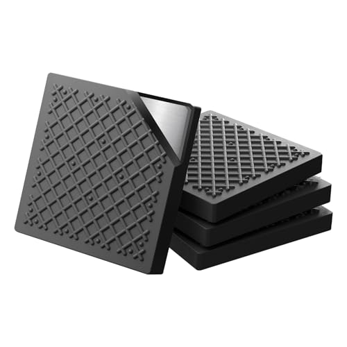 Exercise Equipment Mat 5.11x5.11x0.55in 4pcs Heavy Duty Thick Steel Embedded Rubber Mat Anti Slip/Noise Reduction/Vibration Resistance Treadmills Equipment Pads Used for Carpets Wooden Floors