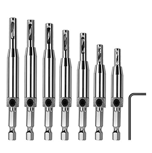 ZFYQ Punta di Trapano per Cerniere con chiave esagonale, autocentrante, per cerniere in HSS, porte di legno, finestre, armadietti, lavorazione del legno 5/64', 7/64', 9/64', 11/64', 5 mm, 13/64', 1/4'