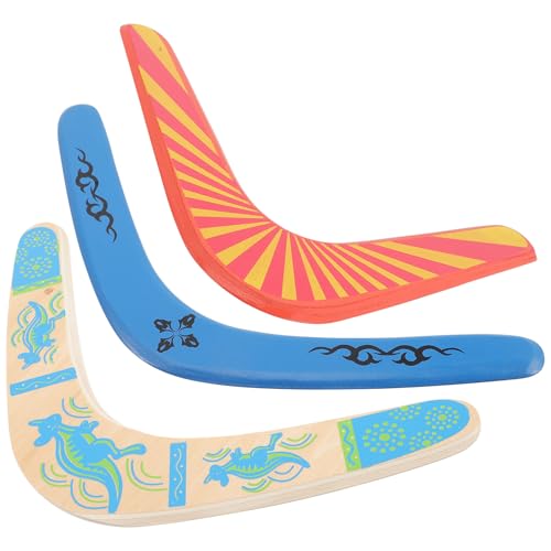 MUSISALY Bumerán de Madera 3 Piezas Adultos, Juguete Deportivo Volador para Exterior, Diseño V Tipo Dardo, Colores Azul y Naranja, Juego Recreativo para Lanzar y Atrapar al Aire Libre
