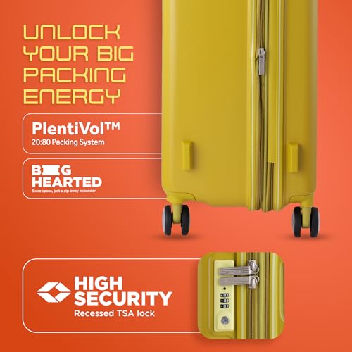 Image of American Tourister Purimax 67 CM Check-in Suitcase with TSA Lock & 8 Wheels Hard Polycarbonate /Trolley Bag for Holiday /Travel Bag for Holiday /Travel Bag with Double Spinner Wheels for Unisex- Yellow