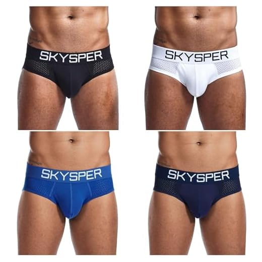 SKYSPER Men's Jockstrap Breathable Mesh Gym Underwear 4 Pack, Workout Athletic Supporter Jock Straps for Men