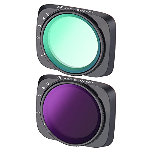 K&F Concept 2-Pack Vnd Filters Kit Compatible With Dji Air 2S, Variable Nd2-32 & Nd64-512 Neutral Density Nd Filters Kit For Dji Air 2S Drone Camera Lens, Agc Optical Glass Filters With Multi-Coating #TOP21