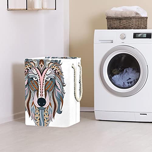 Panier à linge tête de loup imperméable et pliable pour salle de bain - 3
