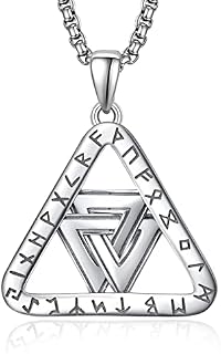 ADMETUS 925 Sterling Silver Viking Necklace | Amulet Necklace for Men Norse Valknut Jewellery with 2.5mm 22"+2" Rolo Chain