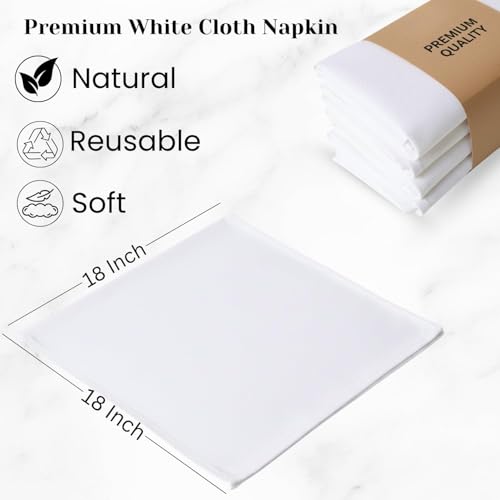Servilletas de Tela de Algodón Blancas Cuadradas Pack de 6 miniatura 3