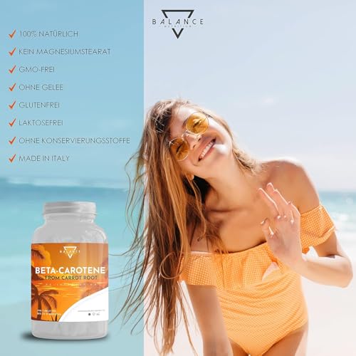 BETA CAROTIN - 240 TABLETTEN (8 monate) | Bräunungskapseln | Carotin Kapseln Hochdosiert Bräune, aus Karottenextrakt | Vitamin A Hochdosiert | 100% natürlich
