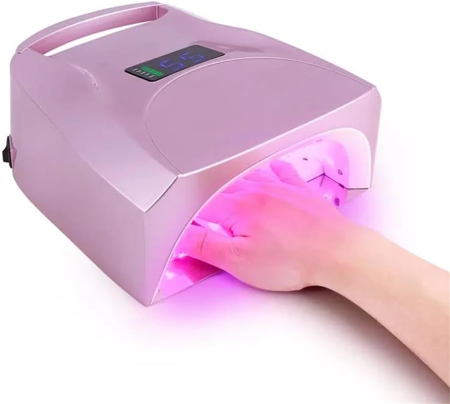96W Red Light Nail Lamp Nail Dryer Lamp Rechargeable for Nails Eyes Protection UV Lamp for Gel Nails Gel Nail Polish Curing Dryer Home Salon Tool,Pink