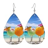 Pendientes de lágrima de cuero para mujer, aretes colgantes ligeros tropicales para bebidas en la playa, joyería de moda, regalos para mujeres y mujeres