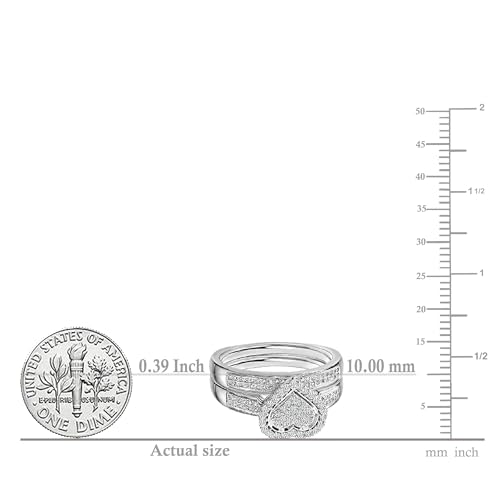 Dazzlingrock Collection 0.38 Carat Round White Diamond Heart Shape Wedding Ring Set for Women in 10K Solid White Gold4