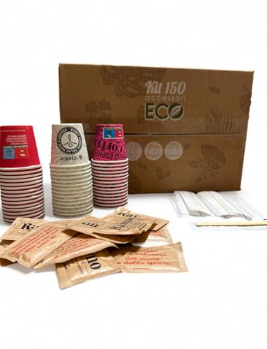 bicchieri da caffè monouso in carta, completamente BIO disponibili in diverse fantasie oppure nei colori verde e nero