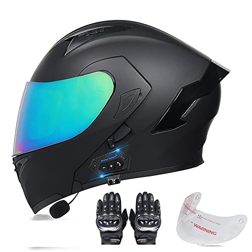 ZYTOSETR Casco de Moto Modular Bluetooth Integrado con un Micrófono Incorporado Anti Niebla Visera Doble ECE Homologado Adultos Hombres Mujeres Cascos Moto (55-62CM) (Color : D, Size : L(57-58)) Cover