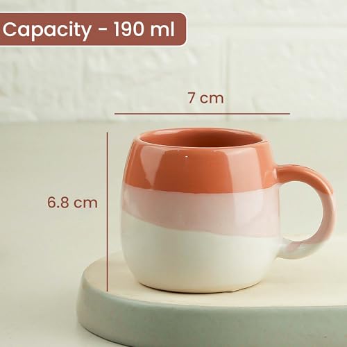 Image of The Earth Store Tritone Ovule Brown Ceramic Cup Set of 6 for Tea, Microwave and Dishwasher Safe, Perfect for Every Occasion Capacity - 190 Ml Each - Ceramic
