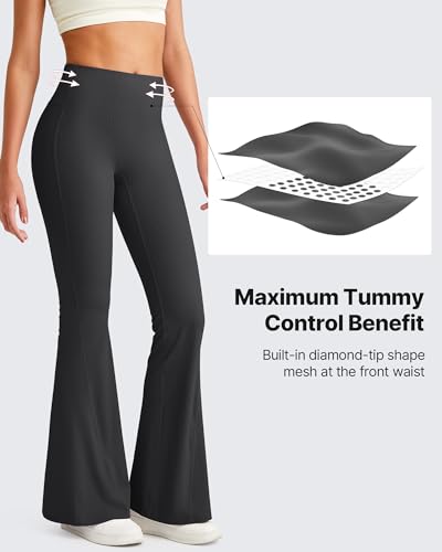 G4Free Ribbed Flare Yoga Pants for Women High Waisted Bell Bottom Leggings Tummy Control Petite/Regular/Tall3